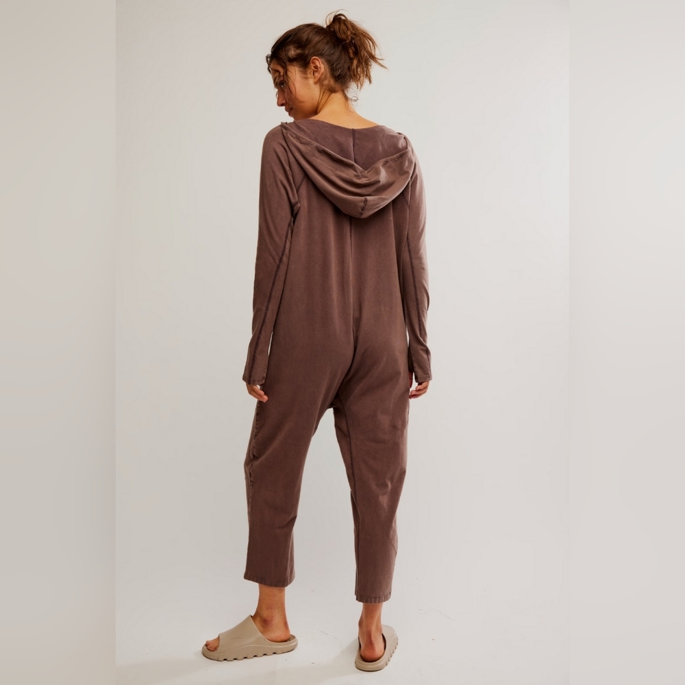 Free People FP Movement Hot Shot Long Sleeve Romper Dark Espresso Brown Small - Picture 14 of 14